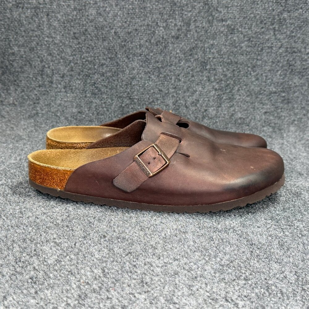 Birkenstock Boston Clogs Men's Size 13 Habana Brown Oiled Leather Slip On Sandal